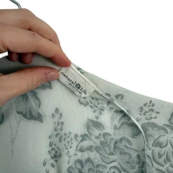 Natural Life Grey White Floral Kimono Wrap Shawl Boho Womens One Size - Picture 4 of 6